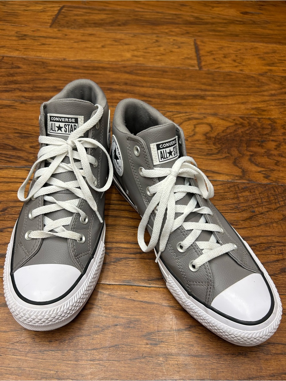 Converse Men's CTAS Malden Street Grey Faux Leather Mid Top Sneakers